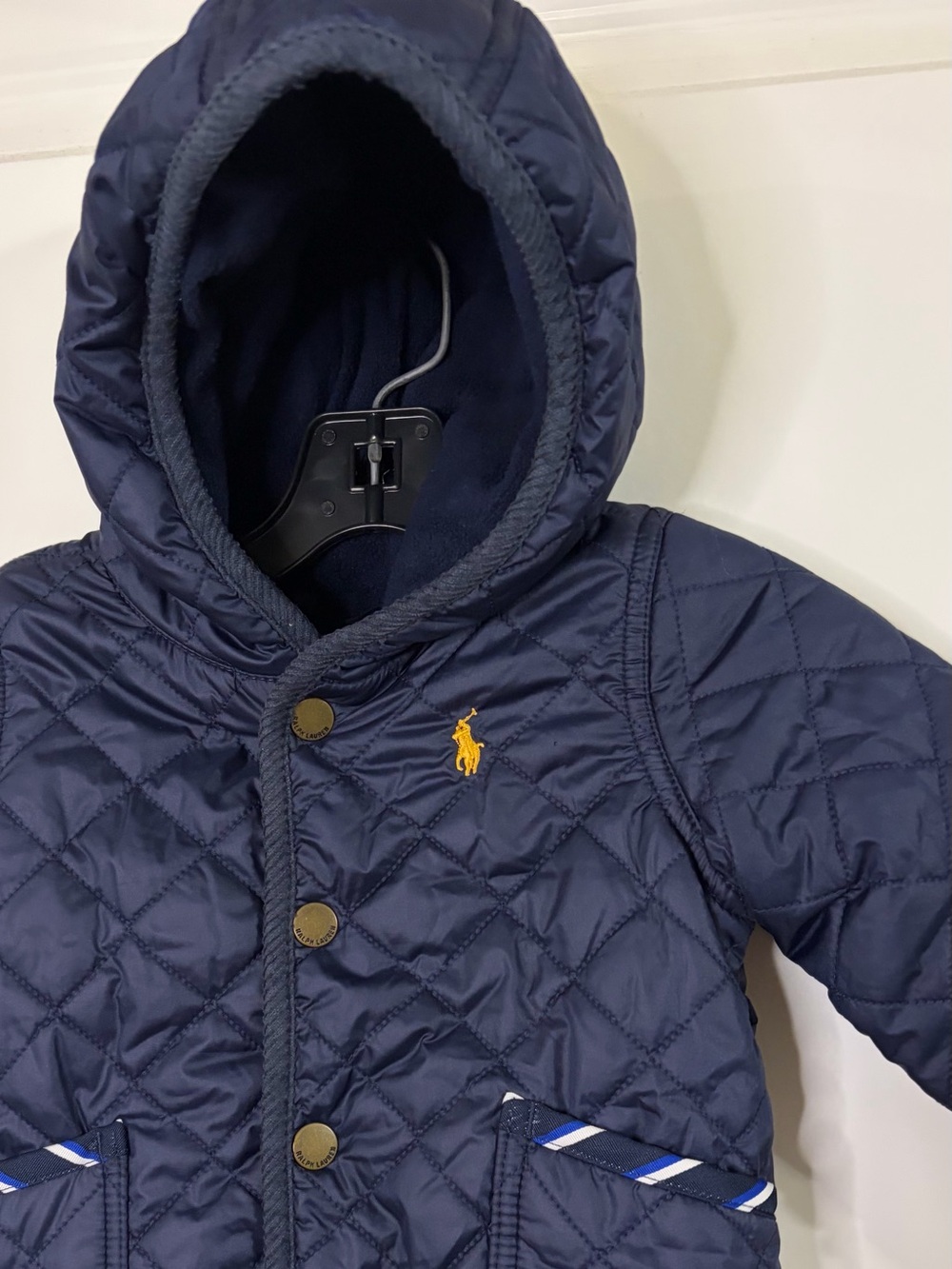 Ralph Lauren Polo Size 3M Baby Snowsuit Navy Blue Quilted Bunting - Picture 7 of 13
